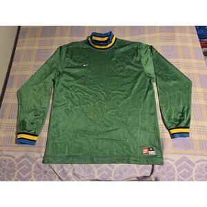 Vintage 90s Nike Green Soccer Goalkeeper Jersey Colorblock Size M Retro Sport